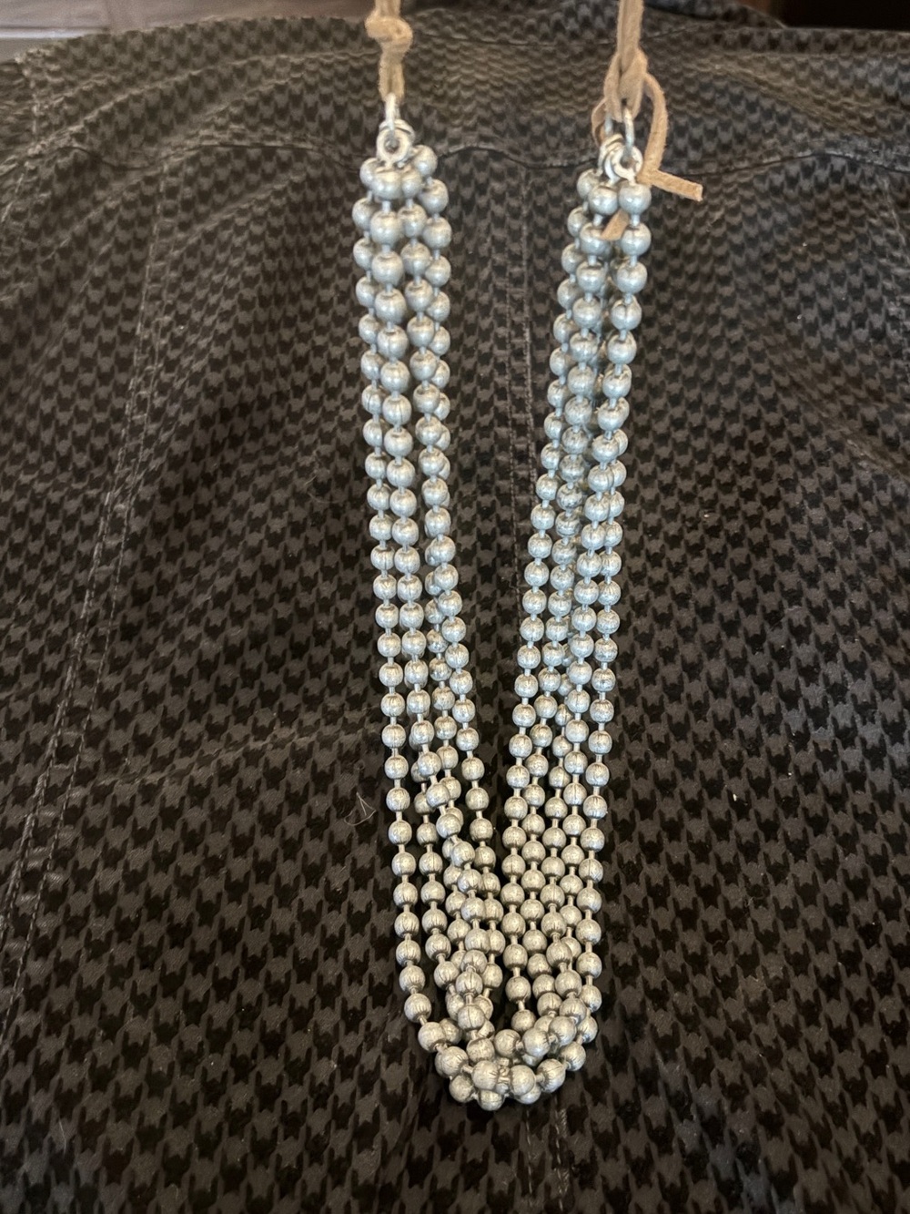 Silver Beaded Multi-Strand Women's Necklace Western Style